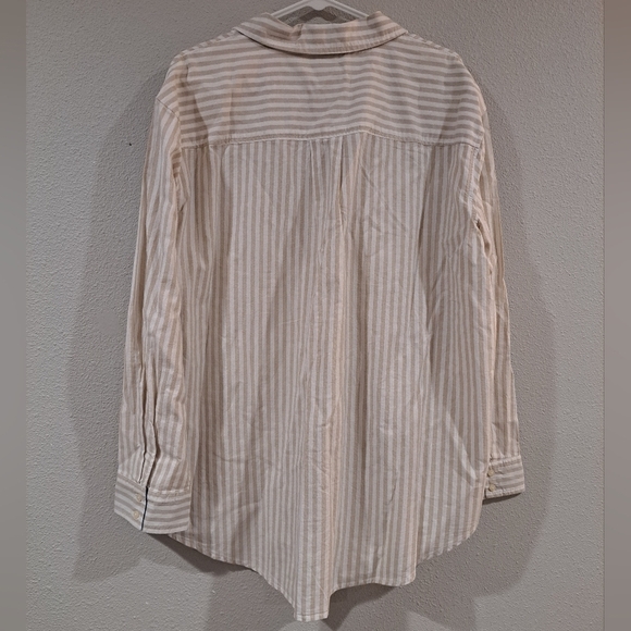 NWT.    Tan stripe button-up. - Picture 3 of 4